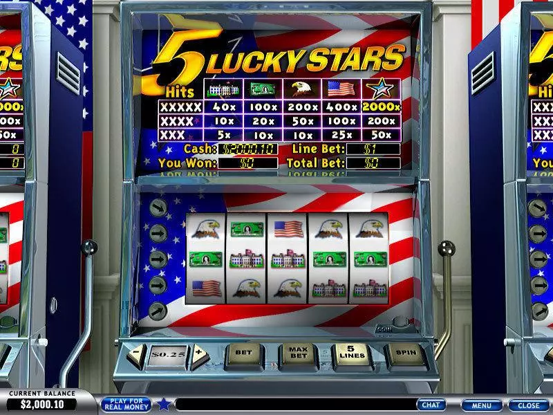 Main Screen Reels - 5 Lucky Stars PlayTech Slots Game