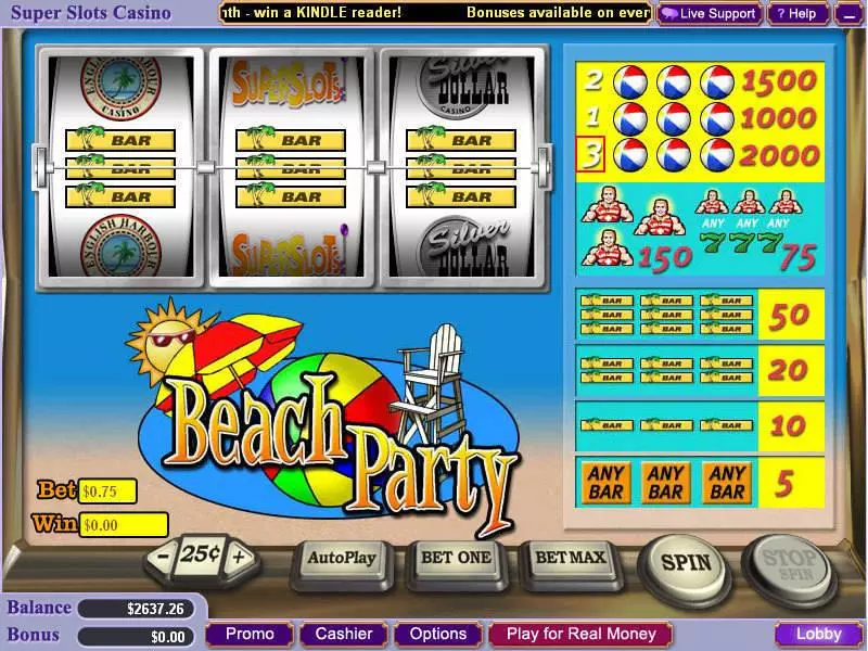 Main Screen Reels - Beach Party Vegas Technology Slots Game