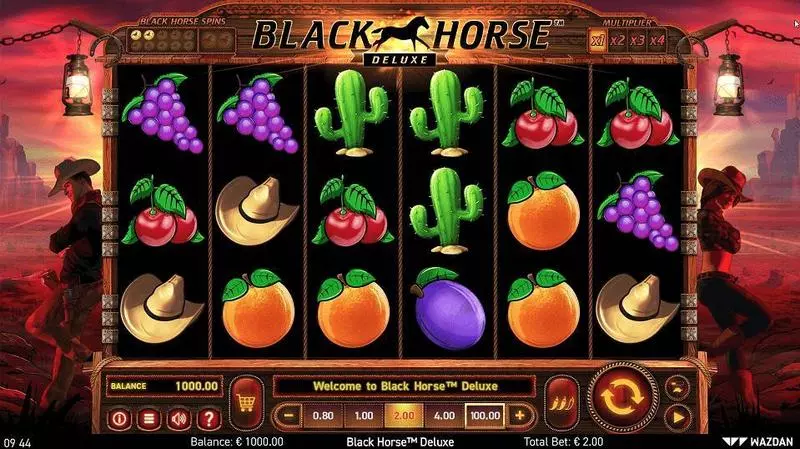 Main Screen Reels - Black Horse Deluxe Wazdan Slots Game