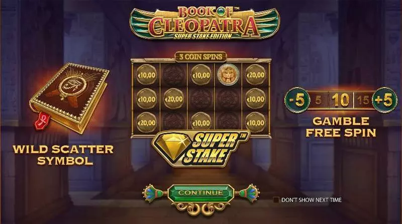 Info and Rules - Book of Cleopatra Super Stake Edition StakeLogic Slots Game