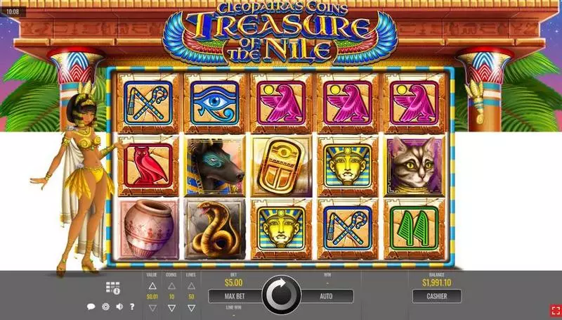 Main Screen Reels - Cleopatra’s Coins: Treasure of the Nile Rival Slots Game