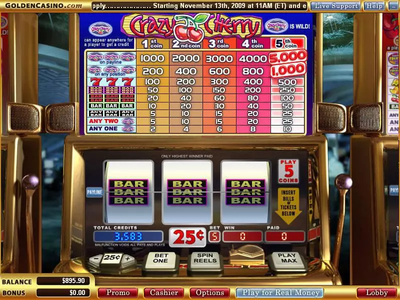 Main Screen Reels - Crazy Cherry WGS Technology Slots Game