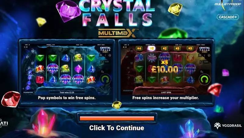 Info and Rules - Crystal Falls Multimax Bulletproof Games Slots Game
