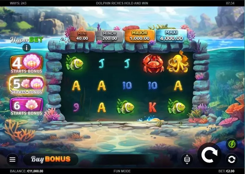Main Screen Reels - Dolphin Riches Hold and Win Kalamba Games Slots Game