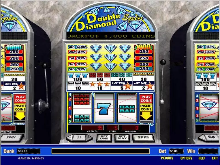 Main Screen Reels - Double Diamond Spin 5 Line Parlay Slots Game