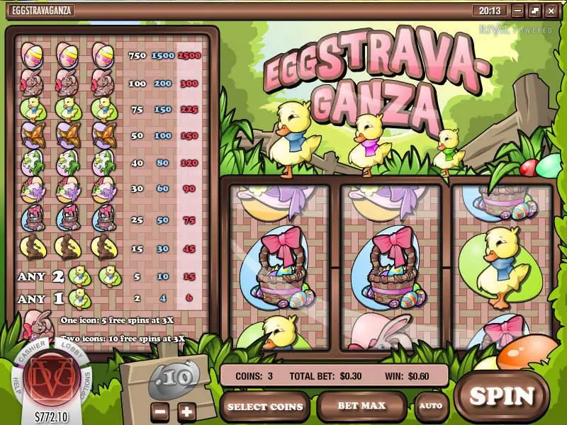 Main Screen Reels - Eggstravaganza Rival Slots Game