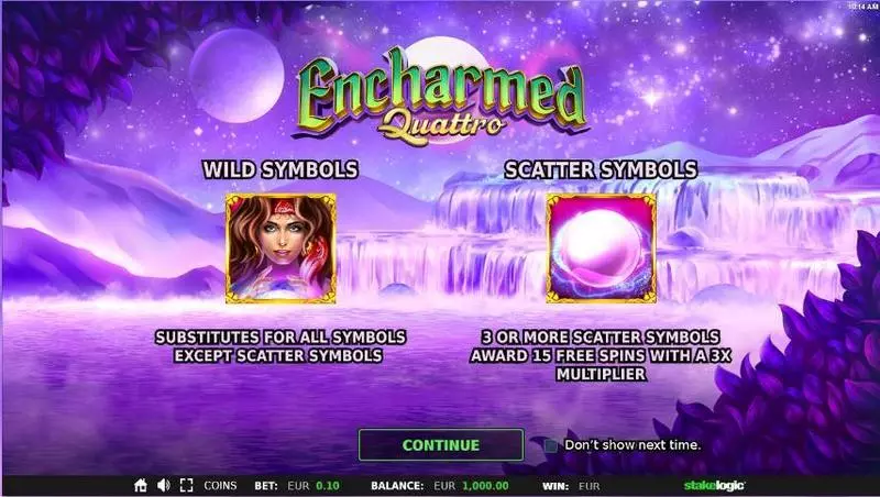 Info and Rules - Encharmed Quattro StakeLogic Slots Game