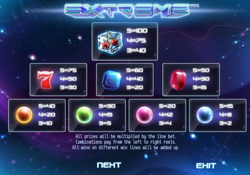Info and Rules - Extreme StakeLogic Slots Game