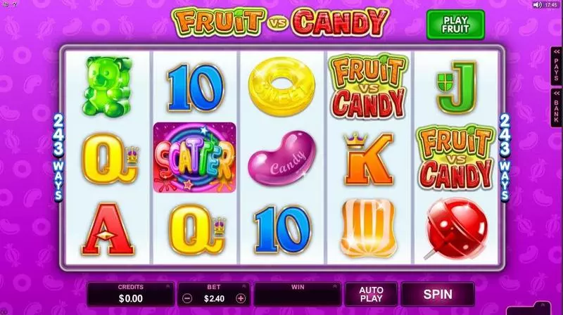 Main Screen Reels - Fruits vs Candy Microgaming Slots Game