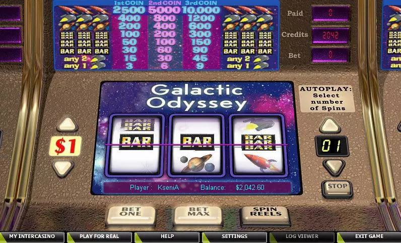 Main Screen Reels - Galactic Odyssey CryptoLogic Slots Game