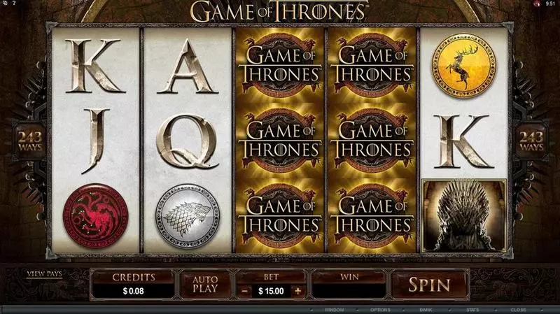 Main Screen Reels - Game of Thrones - 243 Ways Microgaming Slots Game