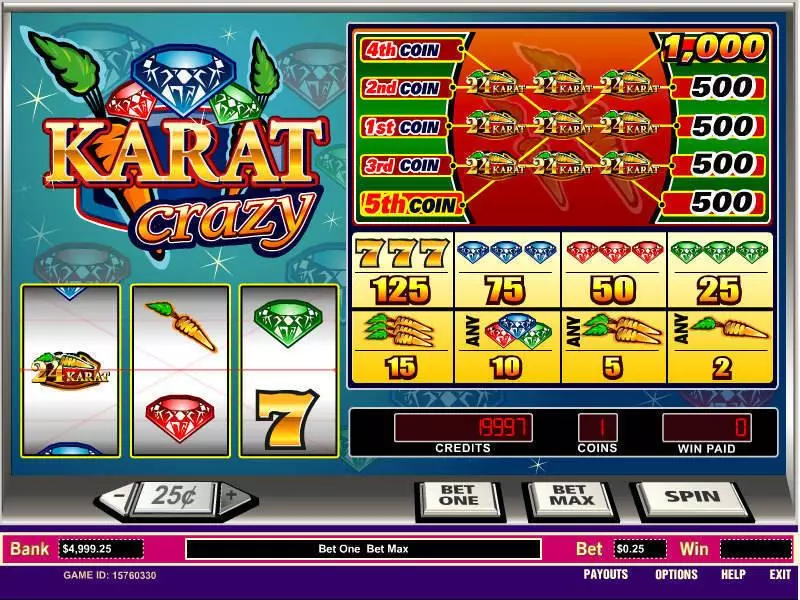 Main Screen Reels - Karat Crazy Parlay Slots Game