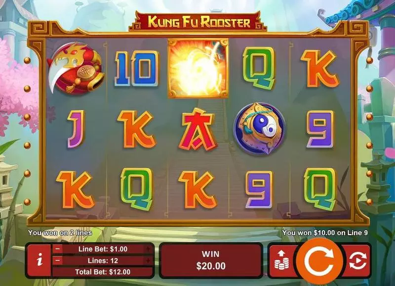 Main Screen Reels - Kung Fu Rooster RTG Slots Game