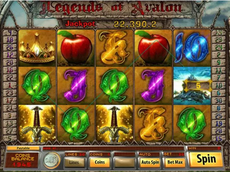 Main Screen Reels - Legends of Avalon Saucify Slots Game