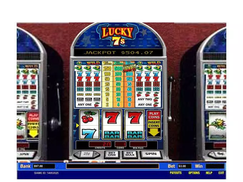 Main Screen Reels - Lucky 7's 1 Line Parlay Slots Game