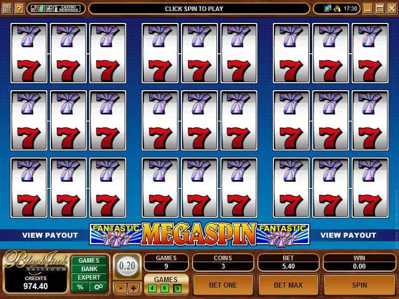Main Screen Reels - Mega Spin - Fantastic Sevens Microgaming Slots Game