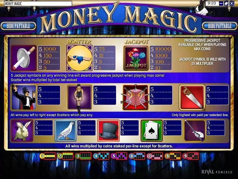Info and Rules - Money Magic Rival Slots Game