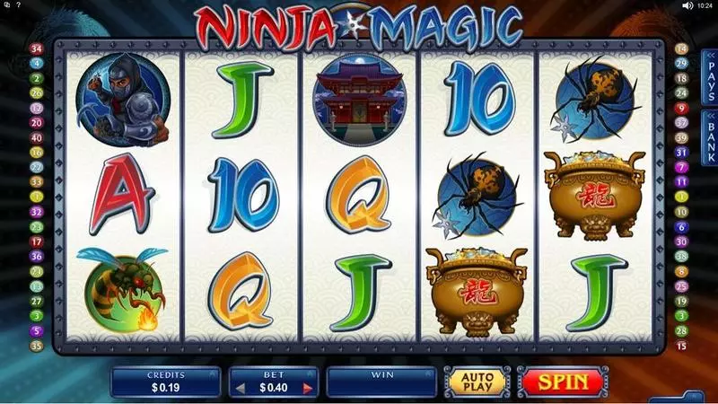 Introduction Screen - Ninja Magic Microgaming Slots Game