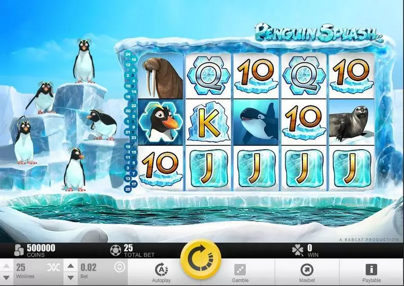 Main Screen Reels - Pinguin Splash Rabcat Slots Game