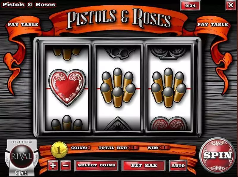 Main Screen Reels - Pistols & Roses Rival Slots Game