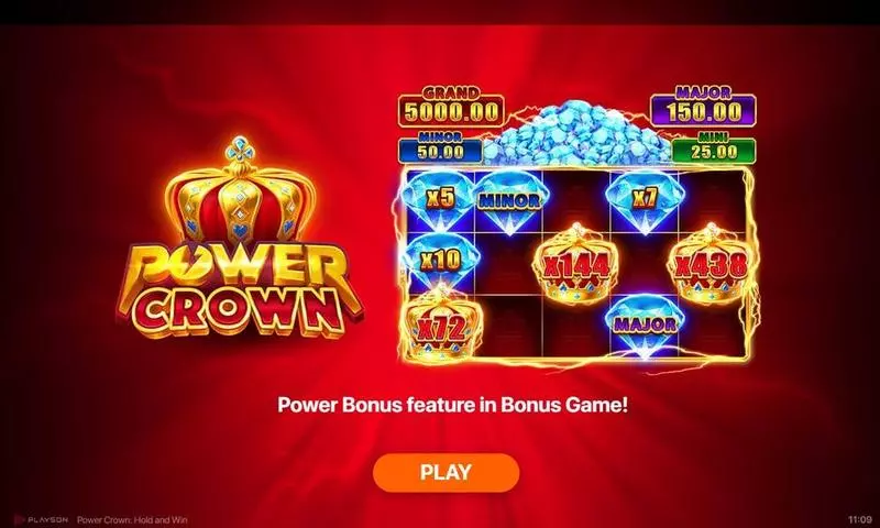 Introduction Screen - Power Crown Hold And Win Playson Slots Game
