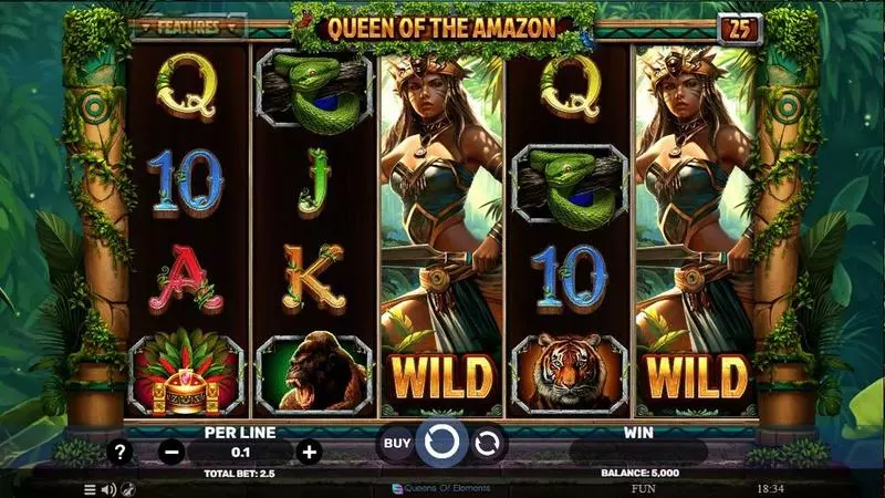 Main Screen Reels - Queen Of The Amazon Spinomenal Slots Game