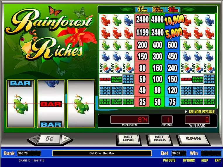 Main Screen Reels - Rainforest Riches Parlay Slots Game