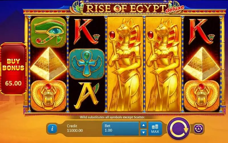 Main Screen Reels - Rise of Egypt Deluxe Playson Slots Game
