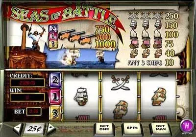 Main Screen Reels - Seas Of Battle PlayTech Slots Game