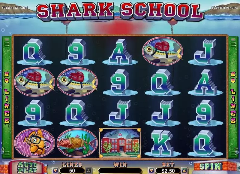 Main Screen Reels - Shark School RTG Slots Game