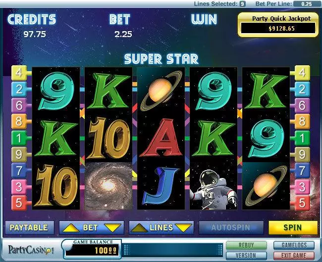 Main Screen Reels - Super Star bwin.party Slots Game