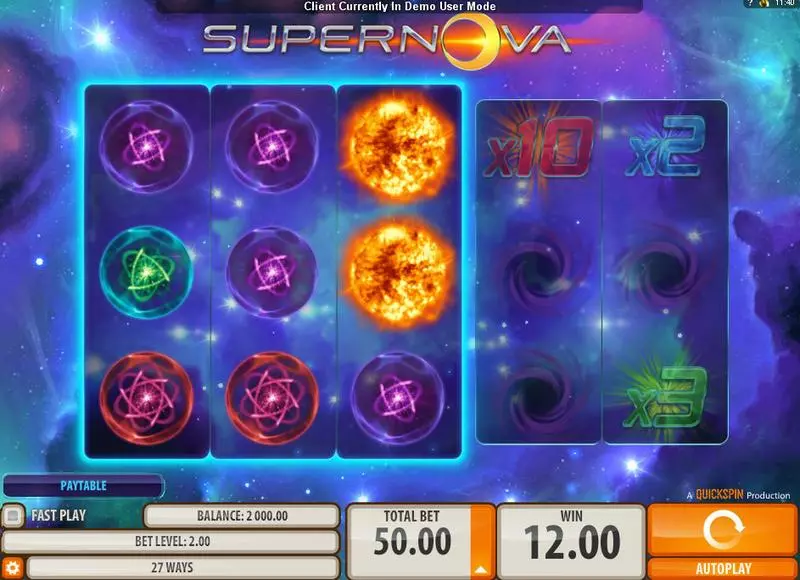 Main Screen Reels - Supernova Quickspin Slots Game