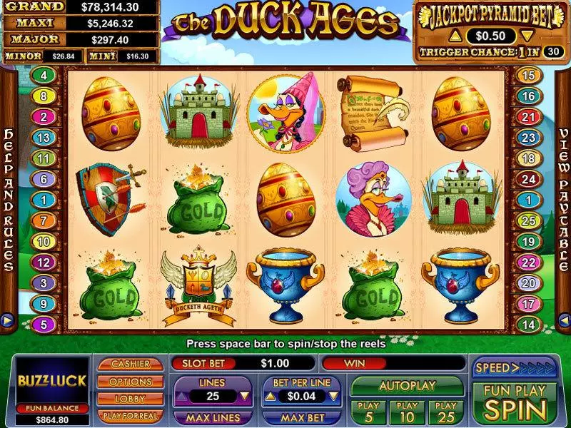Main Screen Reels - The Duck Ages NuWorks Slots Game