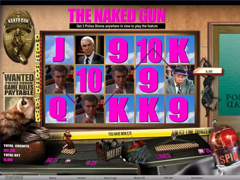 Main Screen Reels - The Naked Gun bwin.party Slots Game