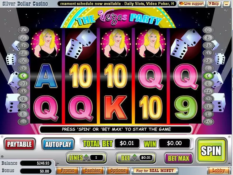 Main Screen Reels - The Vegas Party WGS Technology Slots Game