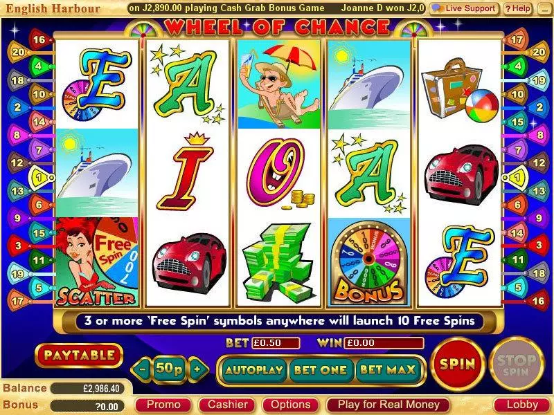 Main Screen Reels - Wheel of Chance 5-Reels WGS Technology Slots Game