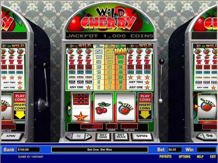 Main Screen Reels - Wild Cherry 5 Line Parlay Slots Game