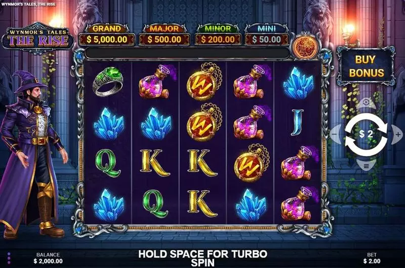 Main Screen Reels - Wynmor’s Tales The Rise Wizard Games Slots Game