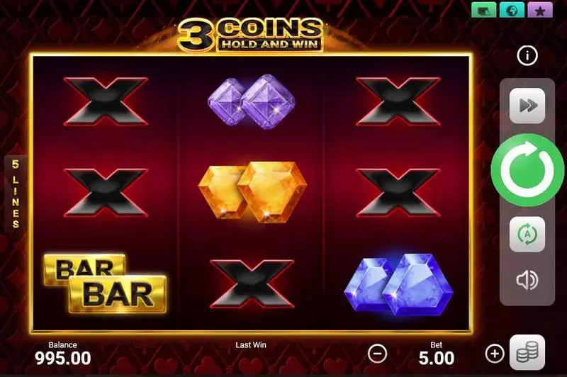 Main Screen Reels - 3 Coins Booongo Slots Game