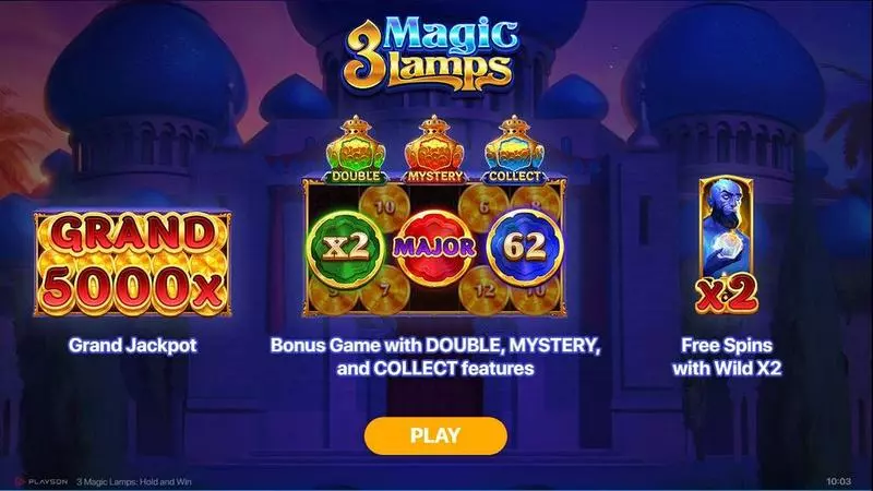Info and Rules - 3 Magic Lamps Playson Slots Game