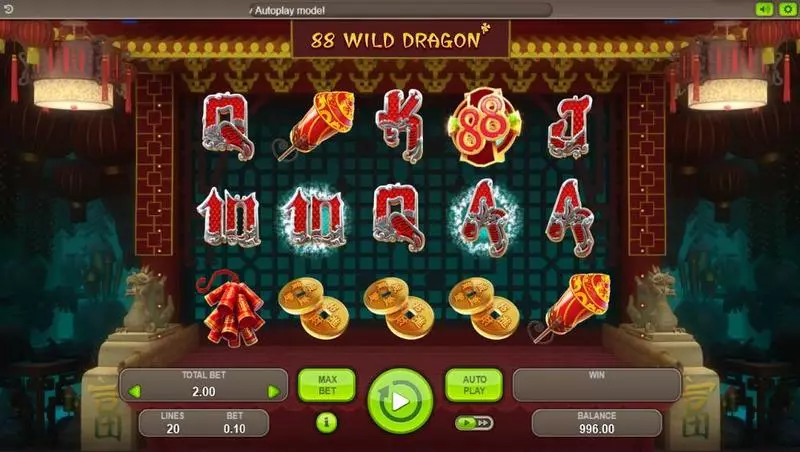 Main Screen Reels - 88 Wild Dragons Booongo Slots Game
