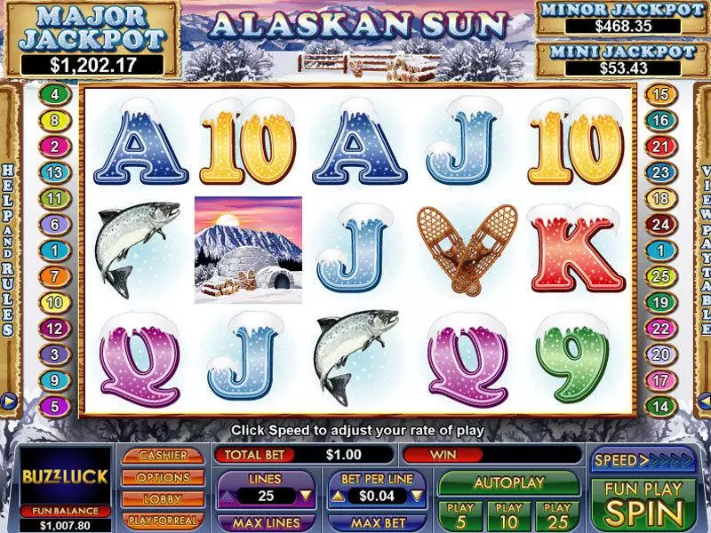 Main Screen Reels - Alaskan Sun NuWorks Slots Game