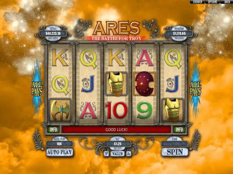Main Screen Reels - Ares: The Battle for Troy RTG Slots Game