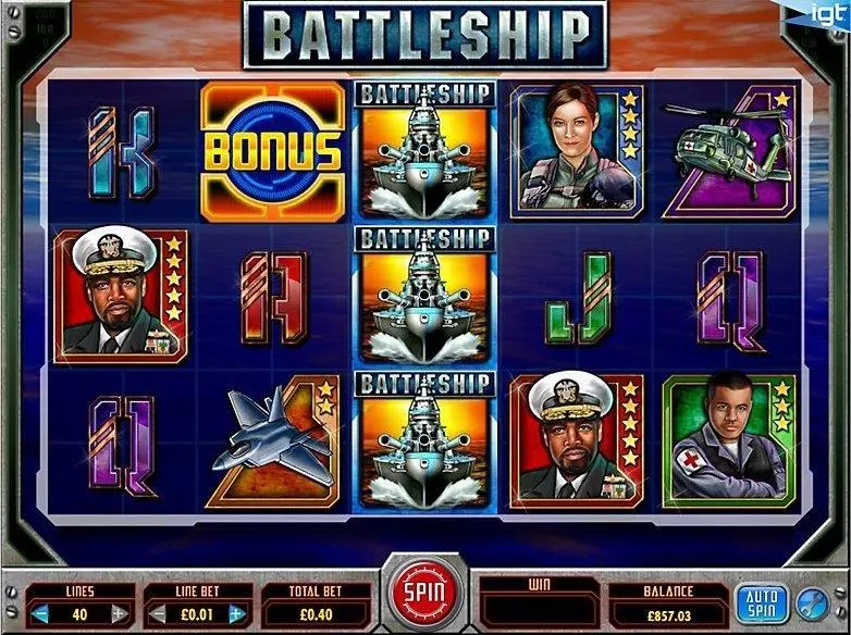 Introduction Screen - Battleship: Search & Destroy IGT Slots Game