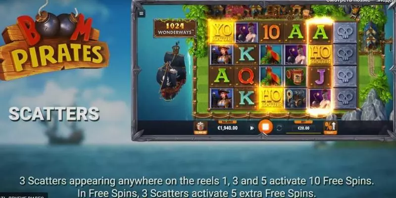 Info and Rules - Boom Pirates Microgaming Slots Game