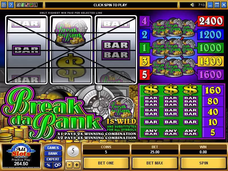Main Screen Reels - Break Da Bank Microgaming Slots Game