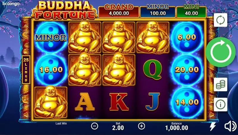 Main Screen Reels - Buddha Fortune Booongo Slots Game