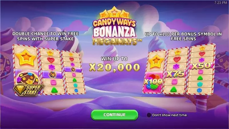 Info and Rules - Candyways Bonanza Megaways StakeLogic Slots Game