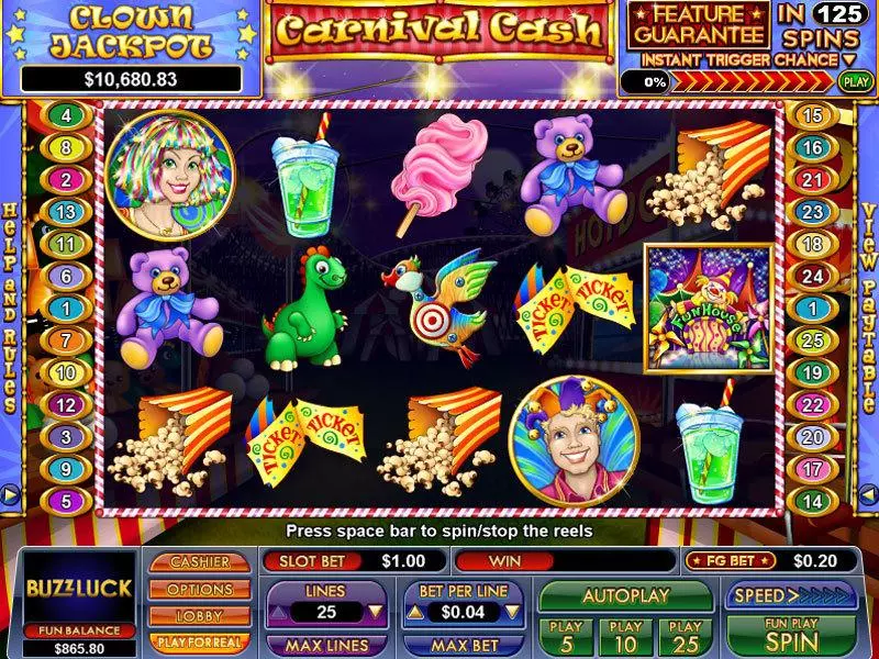 Main Screen Reels - Carnival Cash NuWorks Slots Game