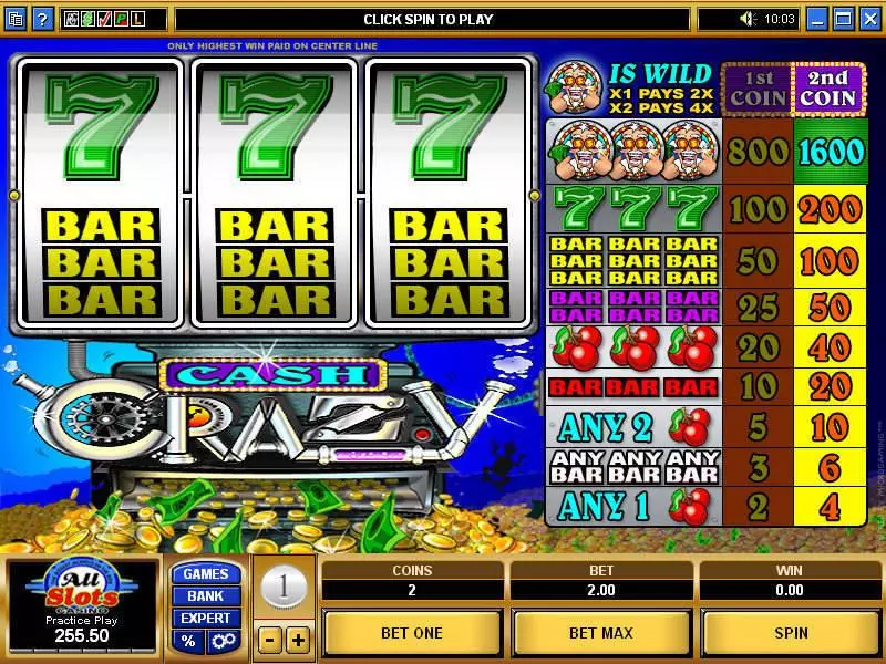 Main Screen Reels - Cash Crazy Microgaming Slots Game